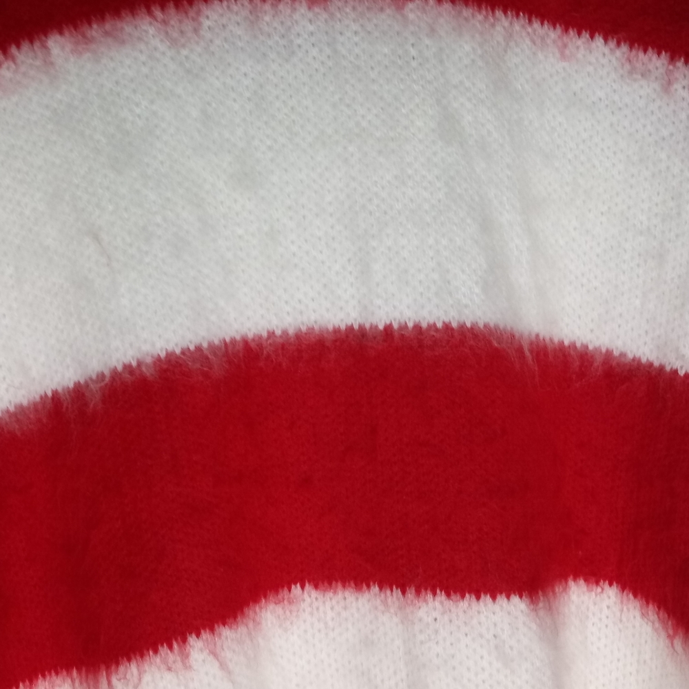 BP Oversize Brushed Pullover Red Ivory Striped XS - Picture 12 of 14